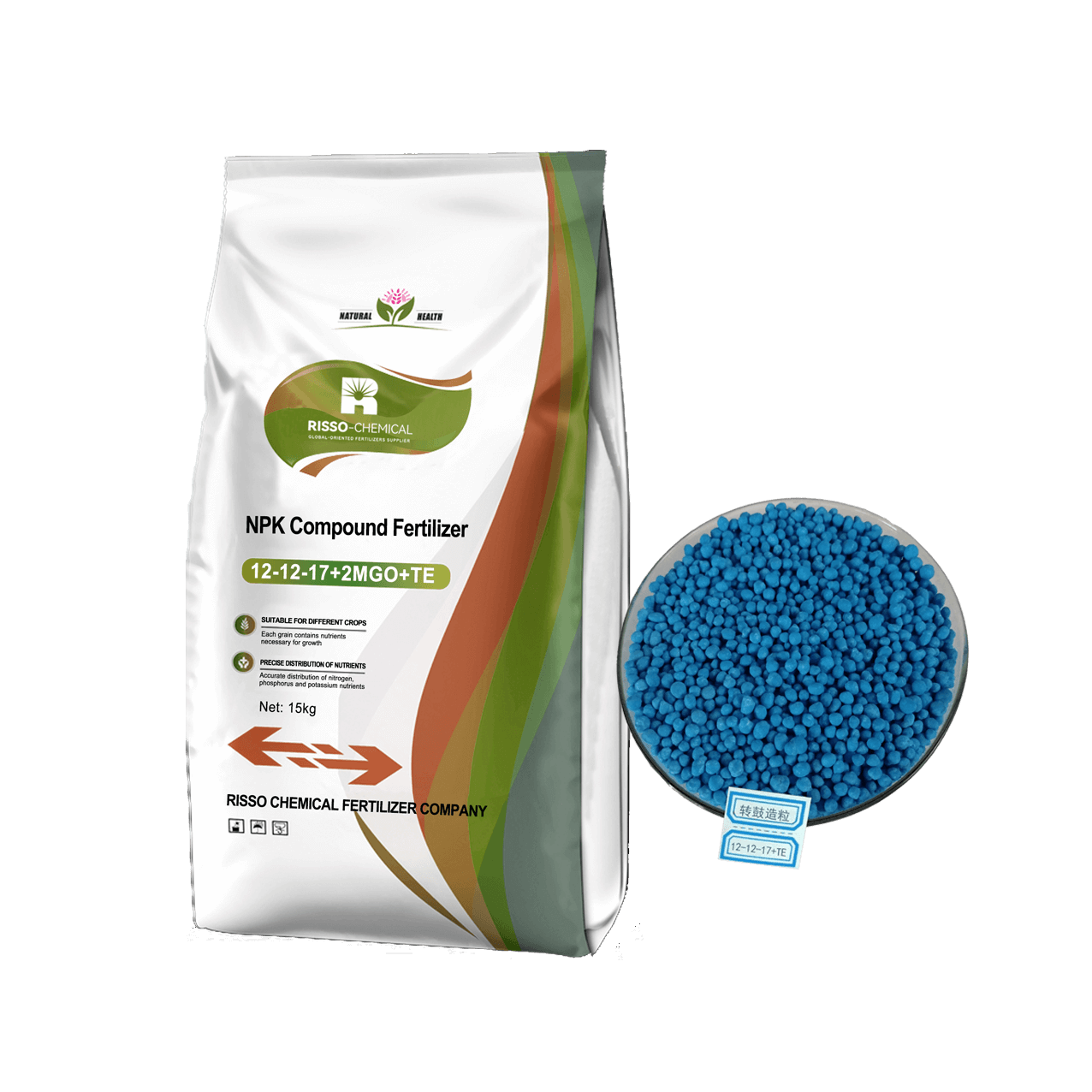 Rotary Drum Granulation NPK 12-12-17+2MGO+TE Blue